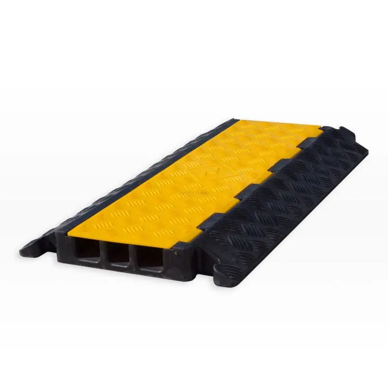 Yellow Floor Cord Protector Cover Ramp 1 Channel PE Rubber Floor Cable Cover  For Indoor