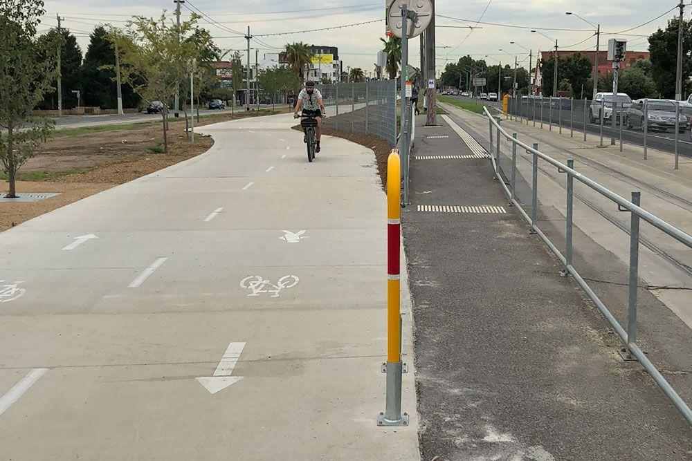 bicycle holding rail along pathway in Melbourne